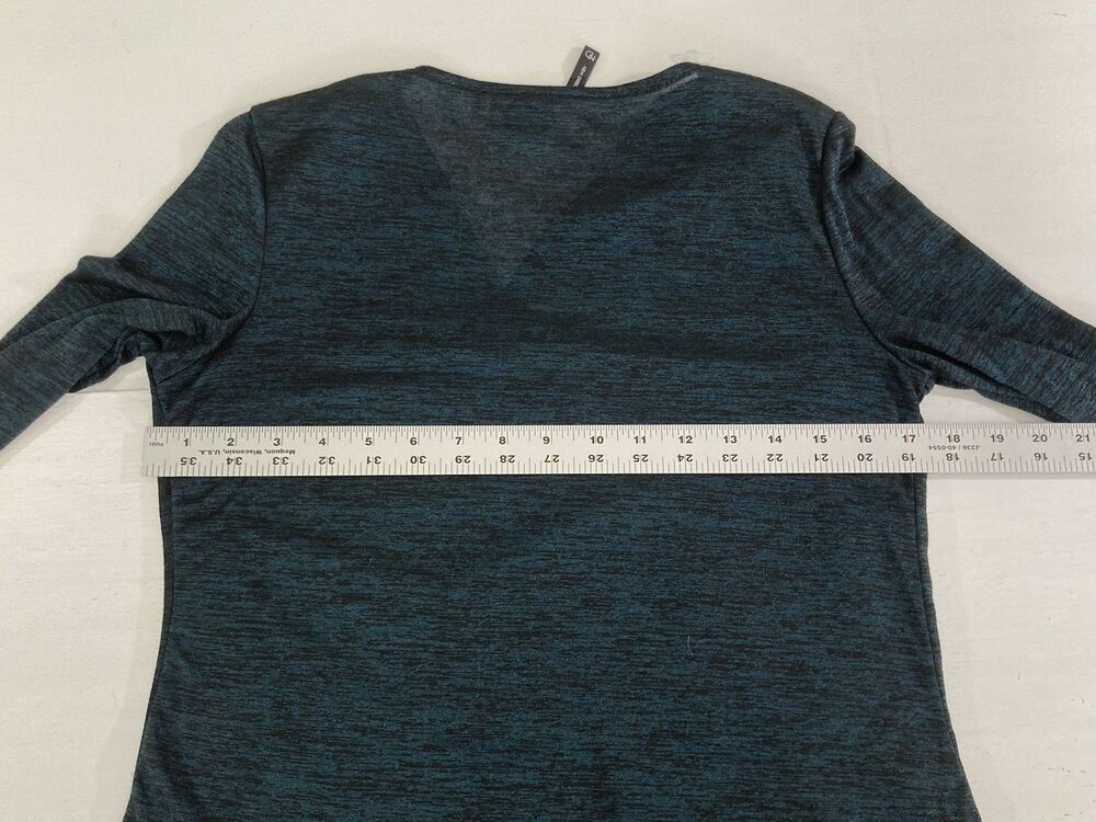 New Directions Womens S Green Sparkle Lagenlook Long Sleeve Blouse Casual Top - Picture 5 of 6